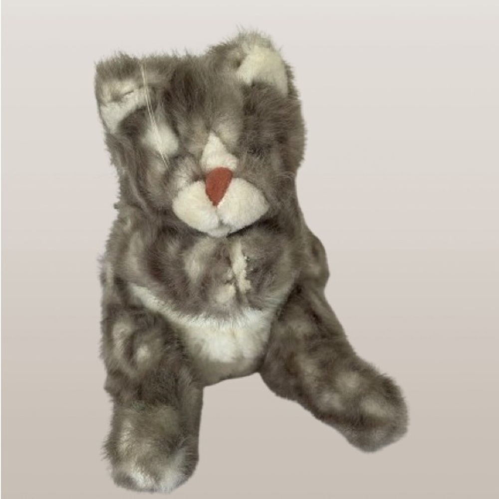 Vintage stuffed cat hand puppet with Velcro front paws